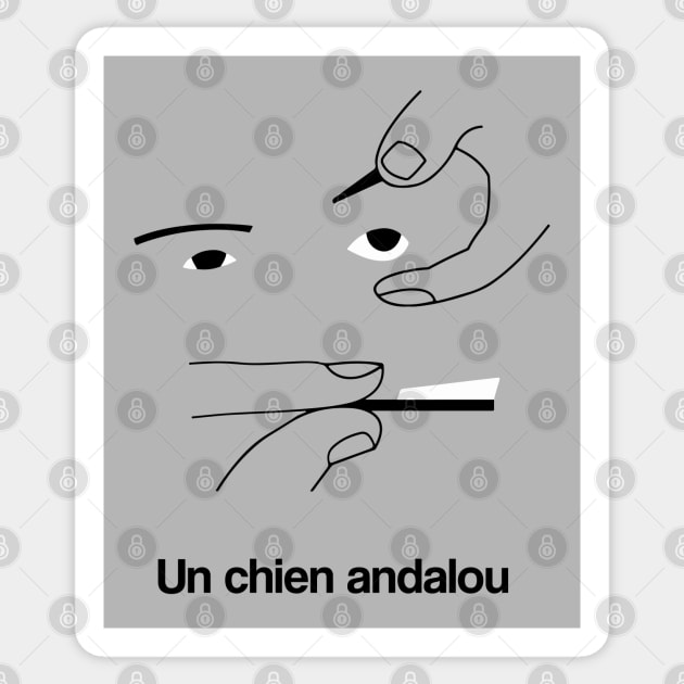 Un chien andalou minimalist art cinema poster design Luis Bunuel Salvador Dali Sticker by Rozbud